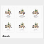 Watercolor Rustieke Kabouter Vakantie Vierkante Sticker (Vel)