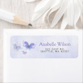 Watercolor Rustieke Paarse Sering Vlinders Etiket (Insitu)