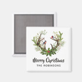 Watercolor Rustieke Rendier Kerst Magneet (Voorkant / Achterkant)