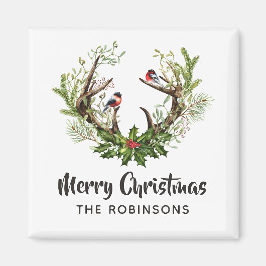 Watercolor Rustieke Rendier Kerst Magneet (Voorkant)