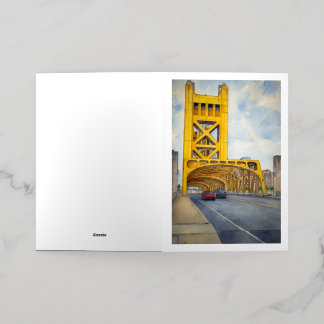 Watercolor Sacramento Tower Bridge Folie Wenskaart