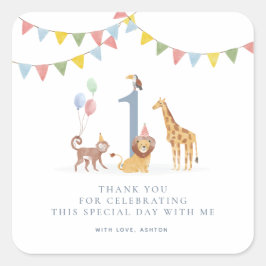 Watercolor Safari Animals Birthday Thank You Stick Vierkante Sticker