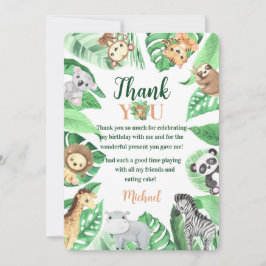 Watercolor Safari Animals Wild One Birthday Bedankkaart