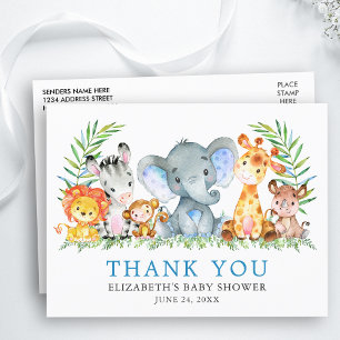 Watercolor Safari Dieren Baby Shower Bedankt Briefkaart