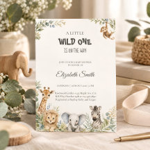 Watercolor Safari Dieren & Groene Baby Shower