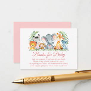 Watercolor Safari Dieren Roze Boeken voor Baby Informatiekaartje