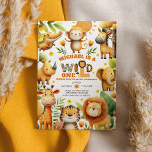 Watercolor Safari Dieren WILD ONE 1e Verjaardag
