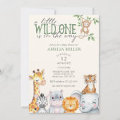 Watercolor Safari Jungle Animals Baby Shower Kaart (Voorkant)