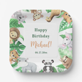 Watercolor Safari Jungle Animals Birthday Papieren Bordje