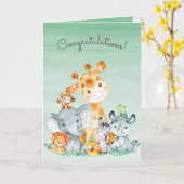 Watercolor Safari Jungle Animals Congratulations Kaart (Gele Bloem)