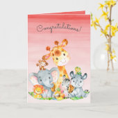 Watercolor Safari Jungle Animals Congratulations Kaart (Gele Bloem)