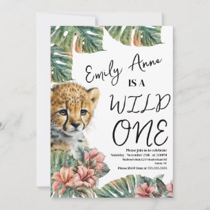 Watercolor Safari Wild One Baby Dieren Verjaardag  Kaart