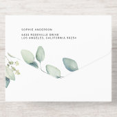 Watercolor Sage Green Eucalyptus Wedding All In One Uitnodiging (Achterzijde)