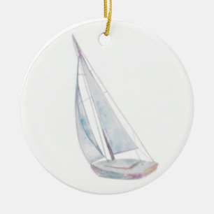 Watercolor Sailboat Ornament