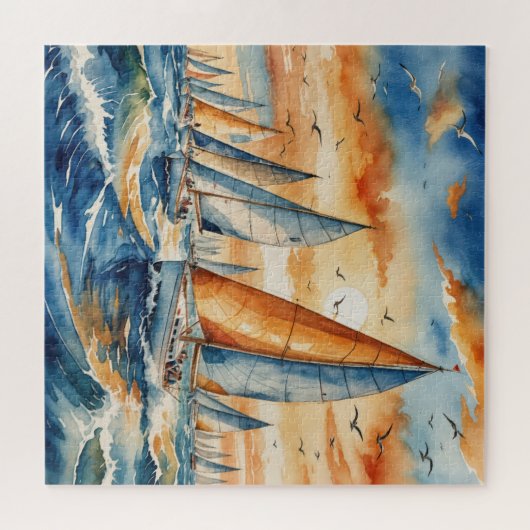 Watercolor Sailboat Regatta Legpuzzel (Horizontaal)