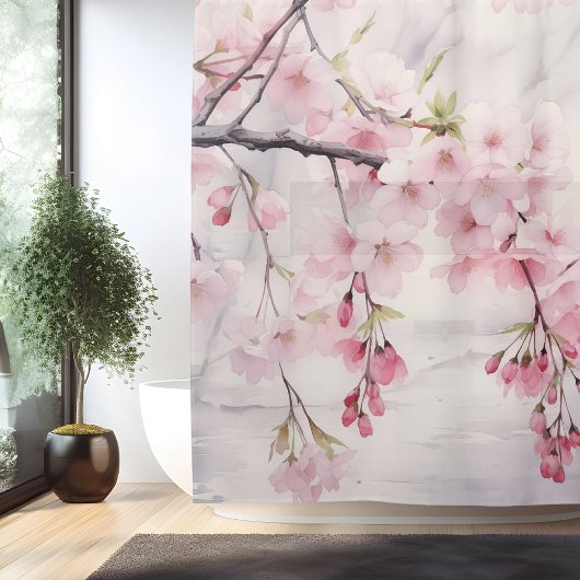 Watercolor Sakura Sereniteit Douchegordijn