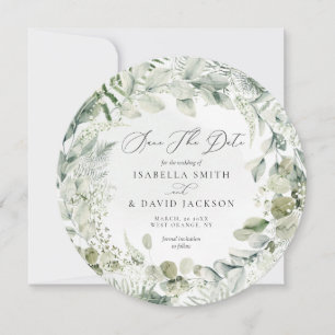 Watercolor Salie Groene Bladeren Eucalyptus Cirkel Save The Date