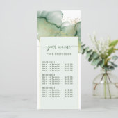 Watercolor Saliegroen goud Prijslijst Menu (Staand voorkant)