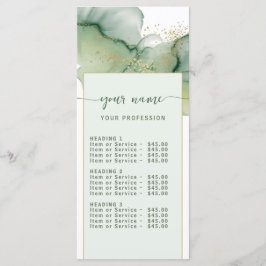 Watercolor Saliegroen goud Prijslijst Menu