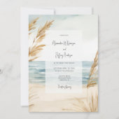 Watercolor Sand and Surf Wedding Invitation Kaart (Voorkant)