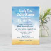 Watercolor Sandy Toes Trouwreceptie Kaart (Staand voorkant)