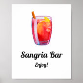 Watercolor Sangria bar. Wedding alcohol drinks Poster (Voorkant)