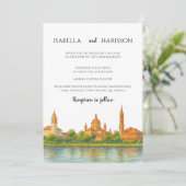 Watercolor Sant Augustine Florida Skyline Wedding  Kaart (Staand voorkant)