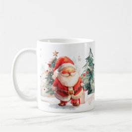 Watercolor Santa and Reindeer Mug Koffiemok