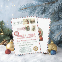 Watercolor Santa Baby Winter  Baby Shower mom-to-b