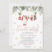 Watercolor Santa Baby Winter  Baby Shower mom-to-b Kaart (Voorkant)