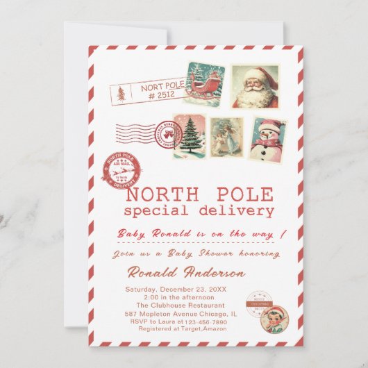 Watercolor Santa Baby Winter  Baby Shower mom-to-b Kaart (Voorkant)