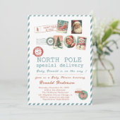 Watercolor Santa BabyNorth pole Baby Shower mom-to Kaart (Staand voorkant)