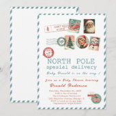 Watercolor Santa BabyNorth pole Baby Shower mom-to Kaart (Voorkant / Achterkant)
