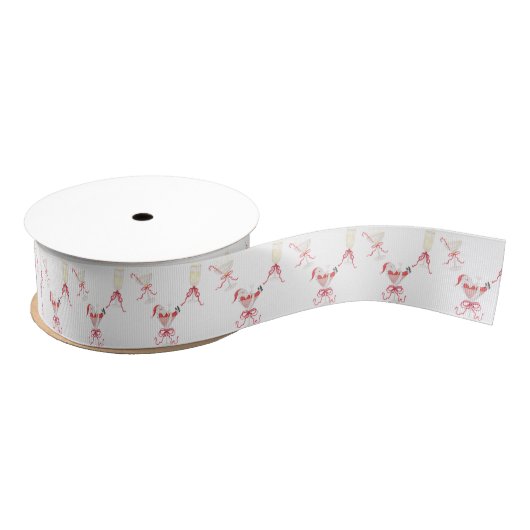 Watercolor Santa Christmas Cocktail Party Grosgrain Lint (Spoel)