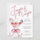 Watercolor Santa Christmas Cocktail Party Kaart (Voorkant)