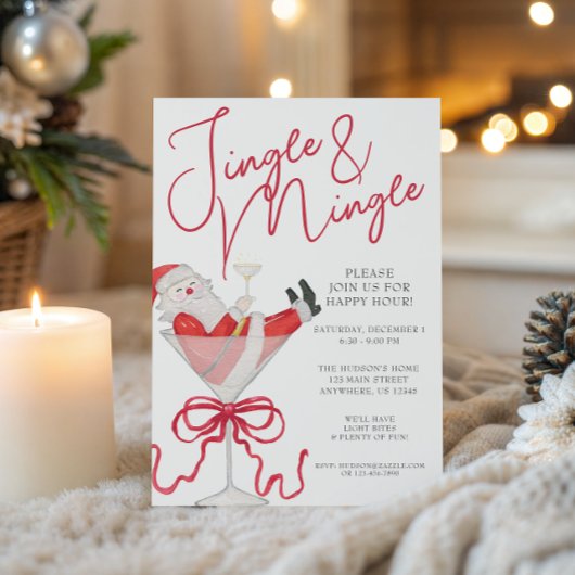 Watercolor Santa Christmas Cocktail Party Kaart