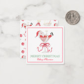 Watercolor Santa Christmas Cocktail Party Notitiekaartje (Voorkant / Achterkant in situ)