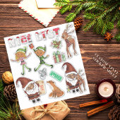 Watercolor Santa  Elves Christmas Custom Cut Sticker