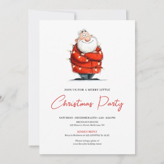 Watercolor Santa Funny Editable Christmas Party  Kaart (Voorkant)
