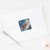 Watercolor Santa on Sleigh Christmas  Vierkante Sticker (Envelop)