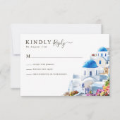 Watercolor Santorini  Destination Huwelijk RSVP Kaartje (Voorkant)