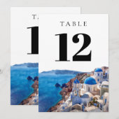 Watercolor Santorini Greece Table Number Kaart (Voorkant / Achterkant)