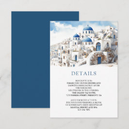 Watercolor Santorini Griekenland Trouwdetails Informatiekaartje
