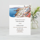 Watercolor Santorini trouwuitnodigingen Kaart (Staand voorkant)