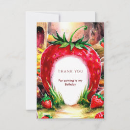 Watercolor sappige zoete aardbei verjaardag bedankkaart