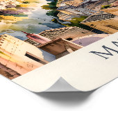 Watercolor Sassi di Matera Travel Italy Cave City Poster (Hoek)