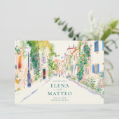 Watercolor Save the Date Provence Dorp (Staand voorkant)