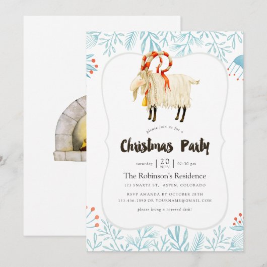 Watercolor Scandinavisch kerstfeest Kaart (Voorkant / Achterkant)