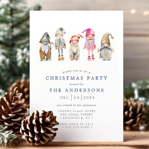 Watercolor Scandinavische Elf Kabouters Kerstfeest Kaart