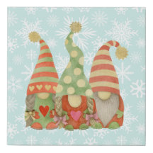 Watercolor Scandinavische Gnome Trio Kerstmis Nep